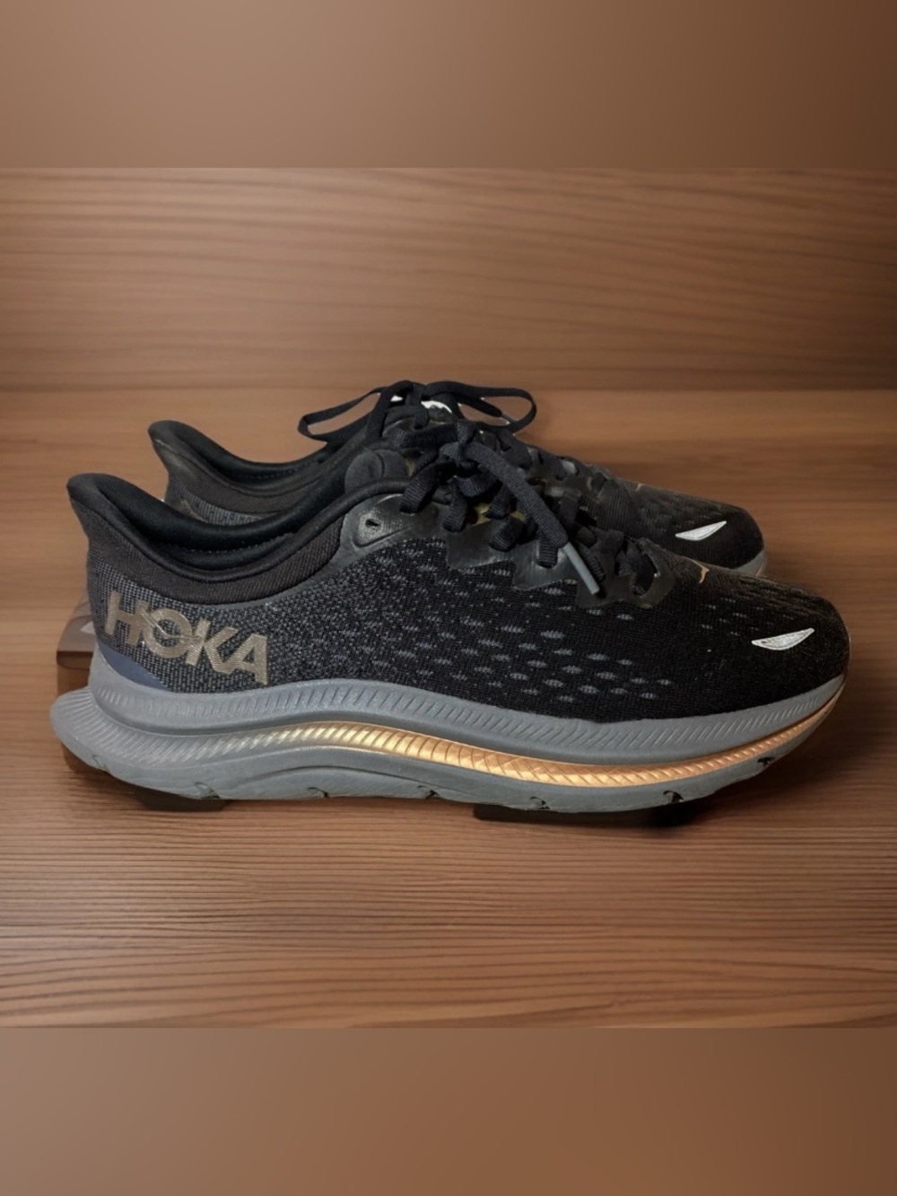 Hoka Kawana Womens Size 9.5B Black Copper Running Shoes Sneakers Comfort